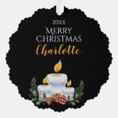 Meisje met witte Scottie Hond, GEPERSONALISEERDE K Ornament Kaart (Achterkant)