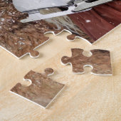 Meisje met wolf en schaatsen Winter legpuzzel (Zijkant)