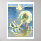 Meisje met zeilboot van Edmund Charles Tarbell Poster (Voorkant)