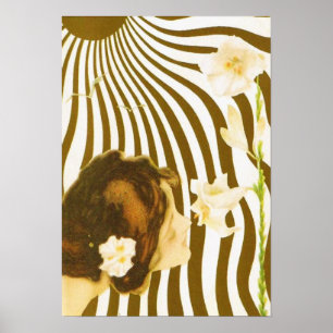 meisje met zon en blauw Poster