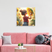 Meisje Met Zonnebloem Canvas Afdruk (Insitu (Woonkamer))