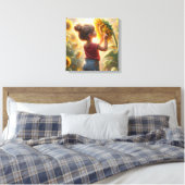 Meisje Met Zonnebloem Canvas Afdruk (Insitu (Slaapkamer))