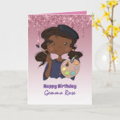  meisje met zwarte schaar - Veel thema's Kaart (Gele Bloem)