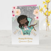 meisje met zwarte schaar - Veel thema's Kaart (Gele Bloem)