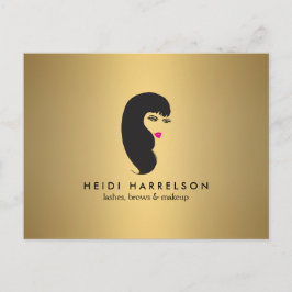 Meisje met Zwepen op Gouden Briefkaart Faux