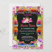 Meisje Mexicaanse Fiesta Floral 1e verjaardag uitn Kaart (Voorkant)