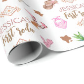 Meisje Mijn eerste Rodeo Cowboy 1e verjaardag Cadeaupapier (Rol Hoek)