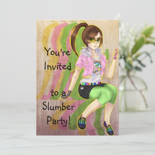meisje mode slachtofferpartij uitnodigingen (Staand voorkant)