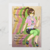  meisje mode slachtofferpartij uitnodigingen (Achterkant)