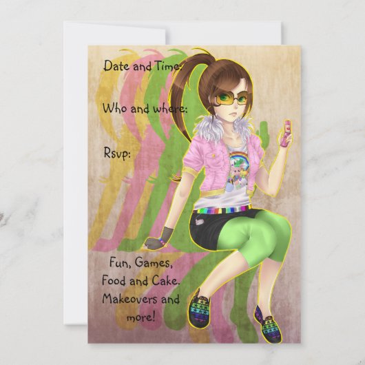  meisje mode slachtofferpartij uitnodigingen (Achterkant)