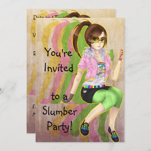  meisje mode slachtofferpartij uitnodigingen (Voorkant / Achterkant)