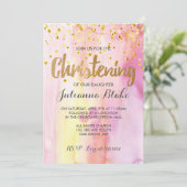 Meisje Modern Doopwaterverf Aquarel Uitnodiging (Staand voorkant)