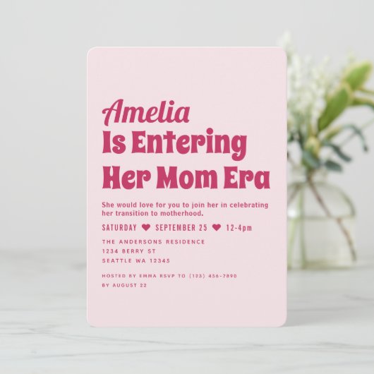 Meisje Modern Mom Era Minimalistisch Baby shower Kaart (Staand voorkant)