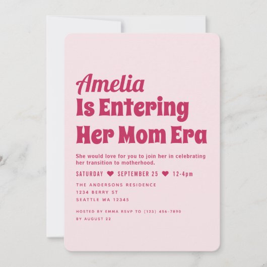 Meisje Modern Mom Era Minimalistisch Baby shower Kaart (Voorkant)