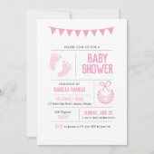 Meisje Modern Roze Baby shower Uitnodiging (Voorkant)