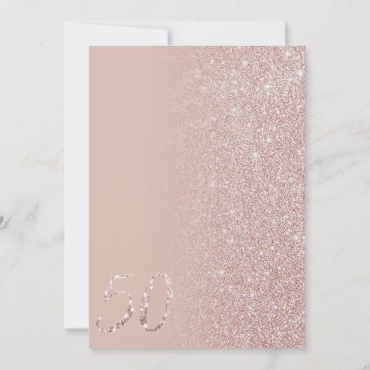 Meisje Modern Roze Goud Glitter 50ste Verjaardag Kaart (Achterkant)