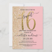 Meisje Modern Roze Goud Glitter Ombre Sweet 16 Kaart (Voorkant)