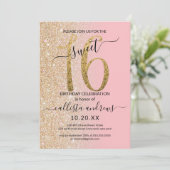 Meisje Modern Roze Goud Glitter Ombre Sweet 16 Kaart (Staand voorkant)