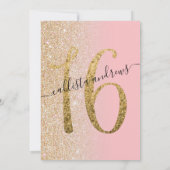 Meisje Modern Roze Goud Glitter Ombre Sweet 16 Kaart (Achterkant)