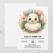 Meisje Moderne Eend Verjaardag Kaart (Voorkant / Achterkant)