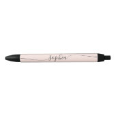 Meisje Moderne Kalligrafie Pastel Blush Roze Zwarte Inkt Pen (Voorkant)
