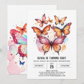 Meisje Moderne Vlinder Meisje Verjaardag Kaart (Voorkant / Achterkant)