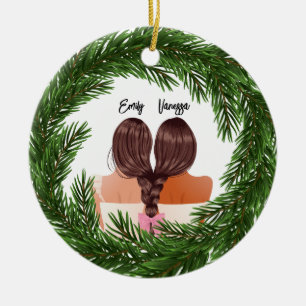 Meisje Moderne Vrienden Voor altijd BFF Vrolijk Ke Keramisch Ornament