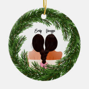 Meisje Moderne Vrienden Voor altijd BFF Vrolijk Ke Keramisch Ornament