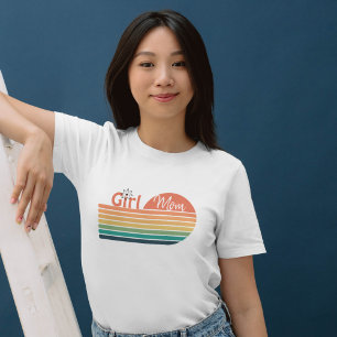 Meisje Moeder Retro Bloem Zonsondergang T-shirt