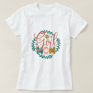 Meisje Moeder Retro Typografie T-shirt