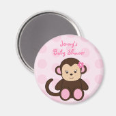 Meisje Monkey Polka Dots Baby shower Favor Magnete Magneet (Voorkant / Achterkant)