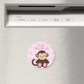 Meisje Monkey Polka Dots Baby shower Favor Magnete Magneet (Insitu (Vaatwasser))