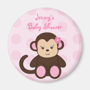 Meisje Monkey Polka Dots Baby shower Favor Magnete Magneet