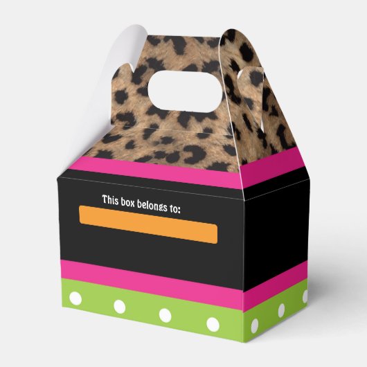 Meisje Monkey Safari Chique Leopard Party Favor Bo Bedankdoosjes (Achterkant)
