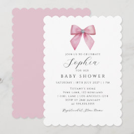 Meisje Mooie Roze Strik Baby Shower Kaart