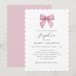 Meisje Mooie Roze Strik Baby Shower Kaart