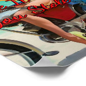 Meisje motorfiets 1950 van Gil Elvgren Poster (Hoek)