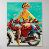 Meisje motorfiets 1950 van Gil Elvgren Poster (Voorkant)