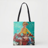 Meisje motorfiets 1950 van Gil Elvgren Tote Bag (Voorkant)