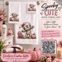 Meisje Mummie & Roze Pompoen Halloween Badhanddoek
