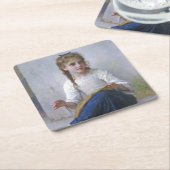 Meisje Naaiend, Bouguereau Kartonnen Onderzetters (Schuin)