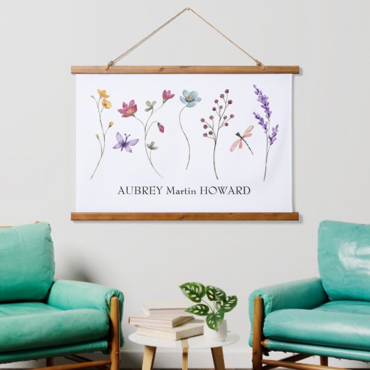 Meisje naam canvas vlag | Gepersonaliseerd naambor Hangend Wandkleed (Woonkamer)