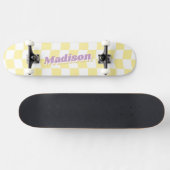 Meisje Naam Geel Wit Checker Patroon Retro Persoonlijk Skateboard (Horizontaal)