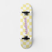 Meisje Naam Geel Wit Checker Patroon Retro Persoonlijk Skateboard (Voorkant)