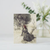 Meisje naast een streaming Briefkaart (Staand voorkant)