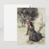 Meisje naast een streaming Briefkaart (Voorkant / Achterkant)