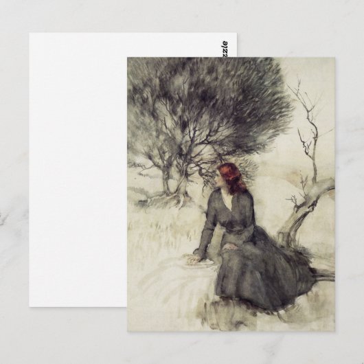 Meisje naast een streaming Briefkaart (Voorkant / Achterkant)