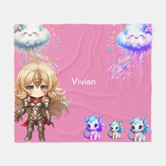 Meisje nacht beschermen baby draken fleece deken (Voorkant (Horizontaal))