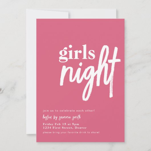 Meisje Nachtdiner Uitnodiging Sjabloon (Voorkant)