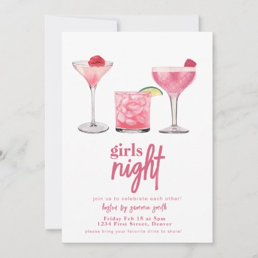 Meisje Nachtdiner Uitnodiging Sjabloon (Voorkant)